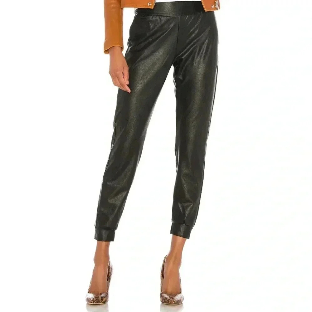 Faux leather commando joggers
